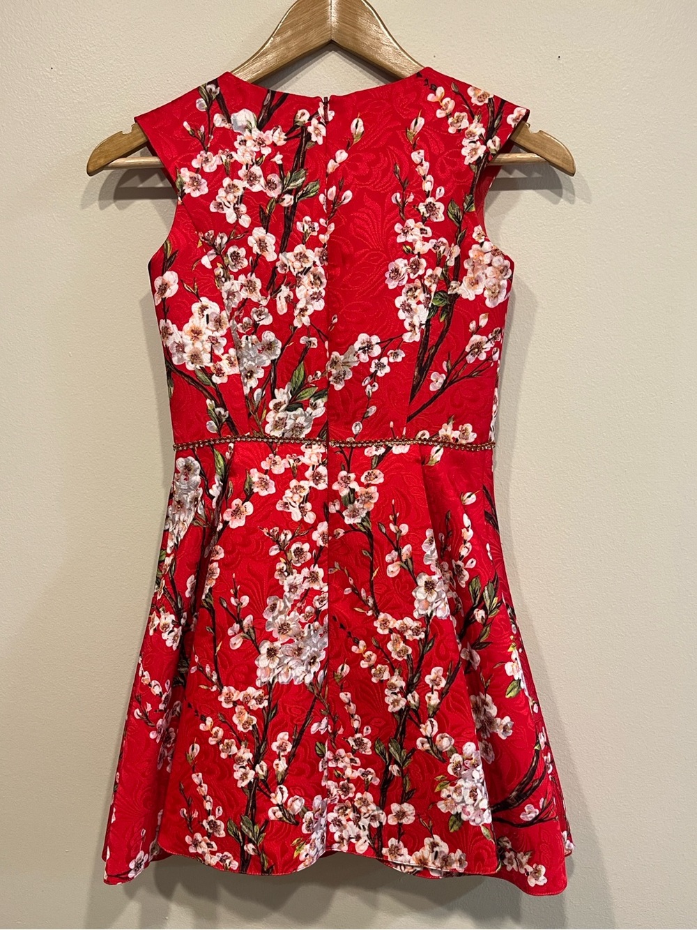 Girls' Red Floral Fit & Flare Dress - Picture 2 of 3